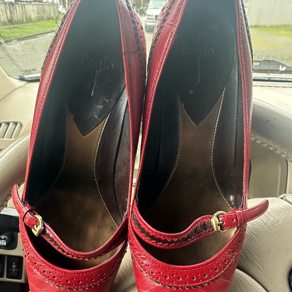 Nina Women's Elegant Red Heels with Strap